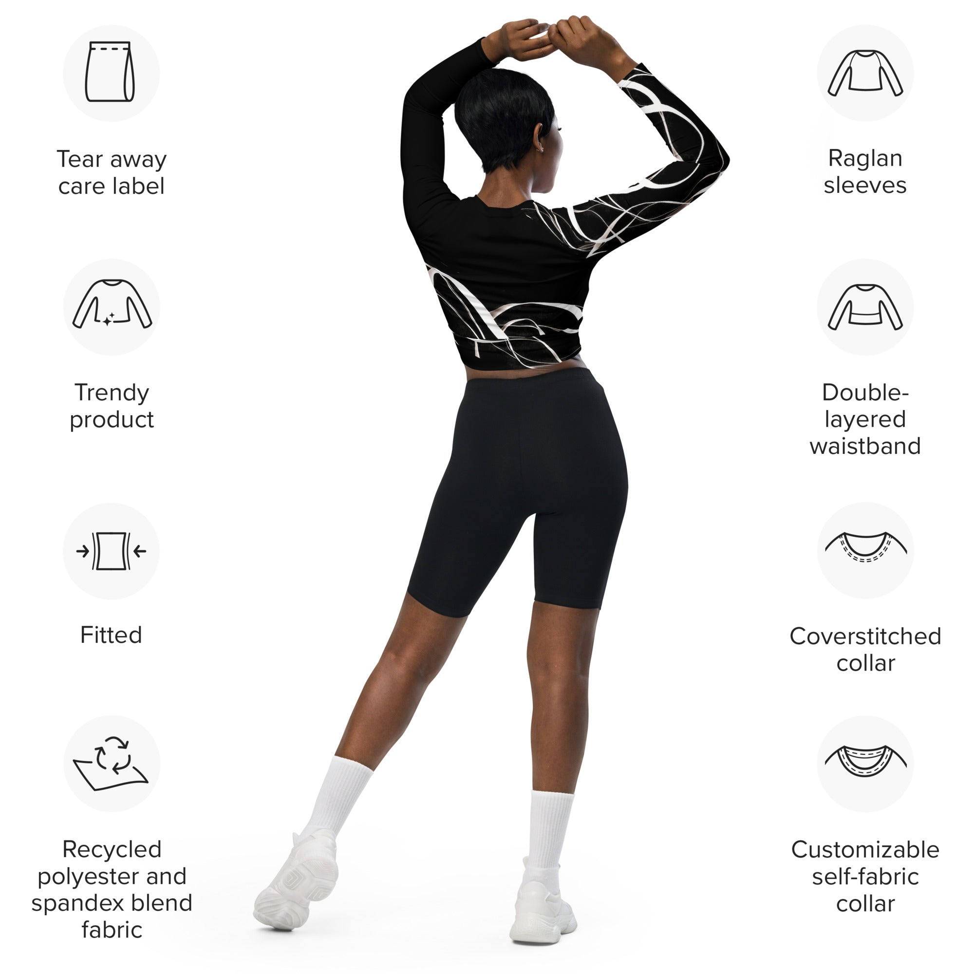 Dance crop top. Long-sleeved activewear and streetwear. Women's yoga or fitness top. La Danza by WickedYo